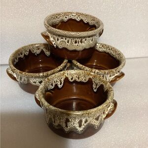 Elegant Brown and Cream Ceramic Ramekin Set vintage 1970s